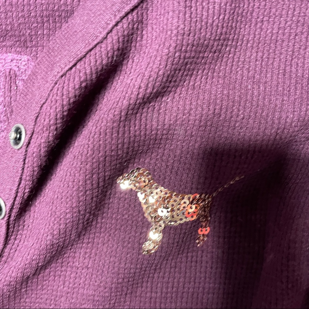 Victoria's Secret Plum Pajama Onesie with Metallic Accents - Picture 8 of 9